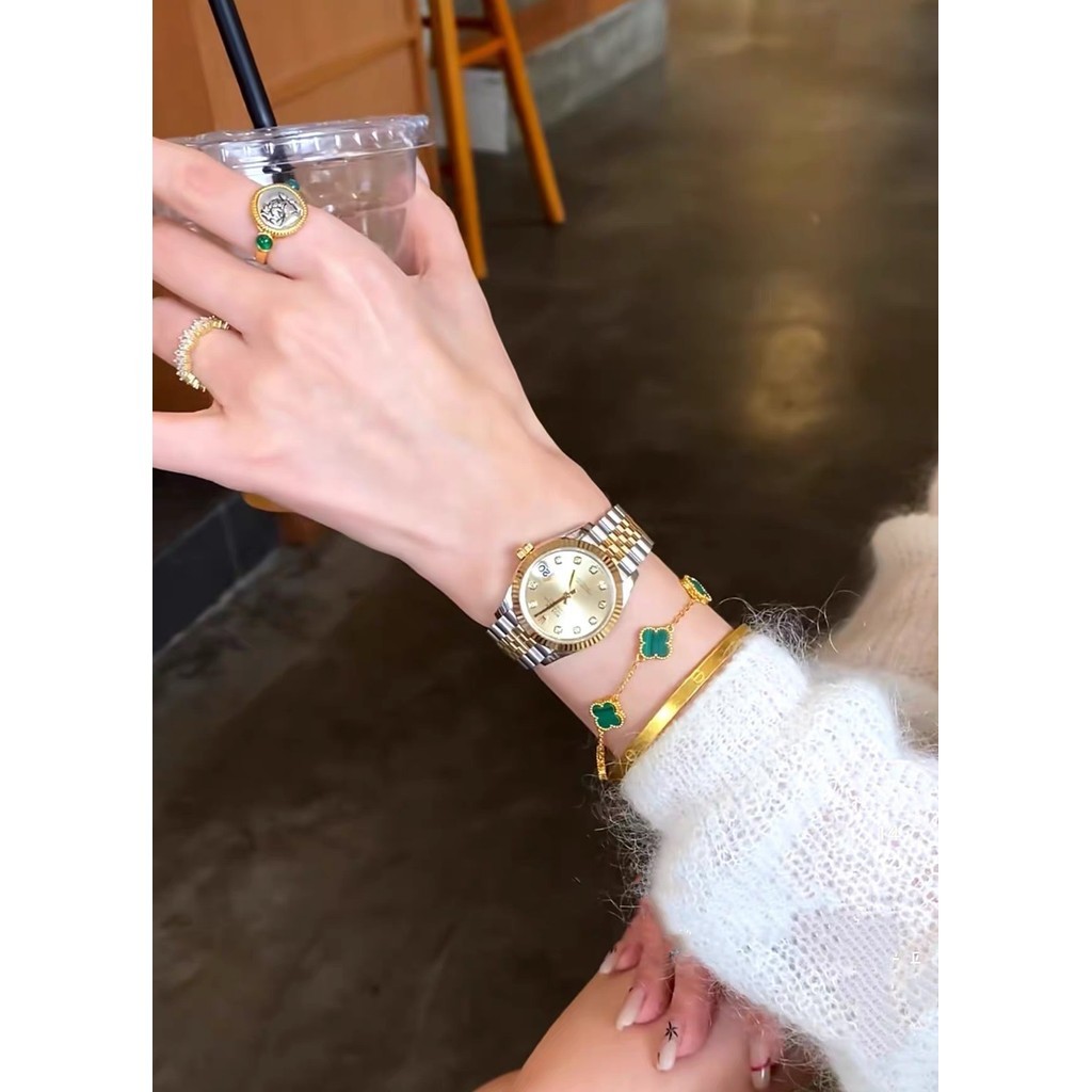 Jam Tangan Rolex Bisnis Jam Tangan Trendi Wanita Jam Tangan Wanita Kelas Atas Kalender Mewah Emas Ka