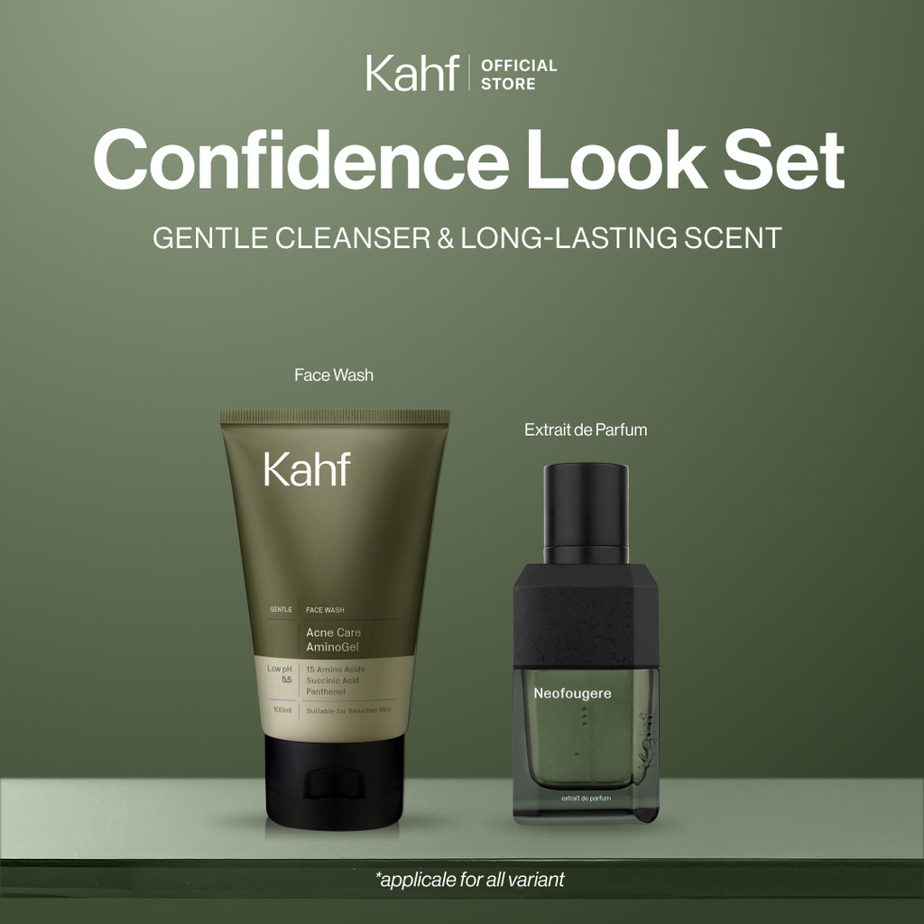[2IN1 DAILY GENTLE CLEANSER & LONG-LASTING SCENT SET] Kahf Paket Confidence Look (Extrait de Parfum 