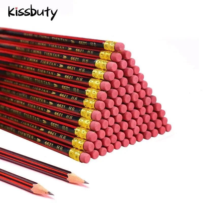 

30/50/100Pcs /Lot Sketch Pencil Wooden Lead Pencils HB Pencil With Eraser Children Drawing Pencil School Writing Stationery