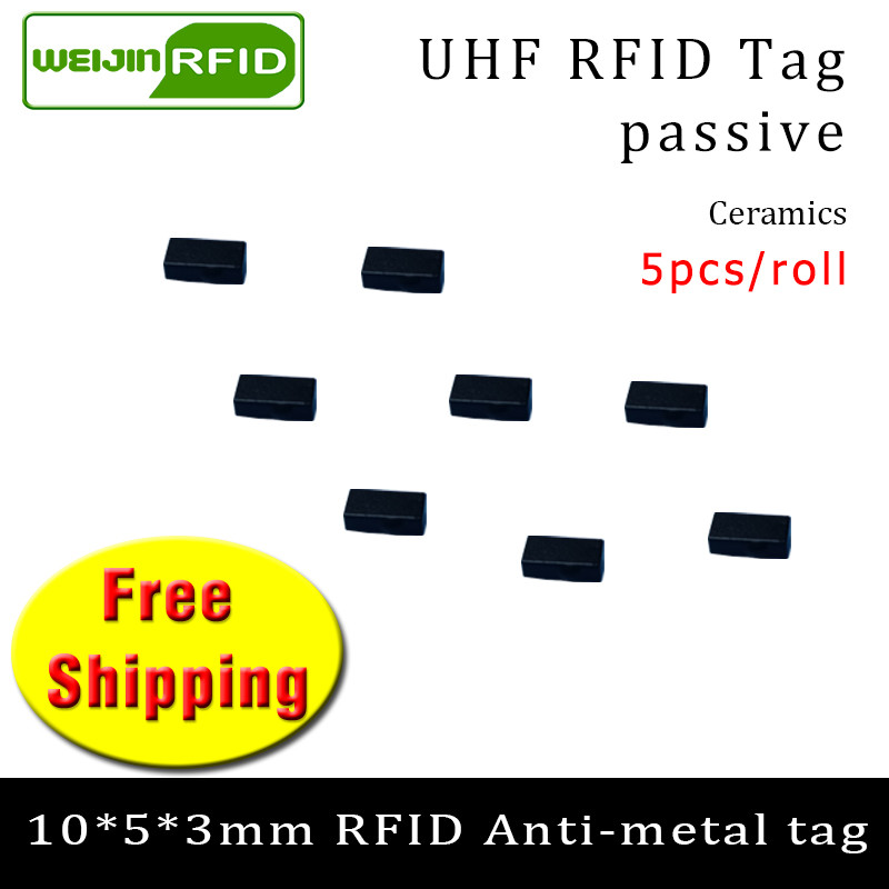 

UHF RFID anti metal tag 915m 868mhz Alien EPCC1G2 6C 10*5*3mm 5PCS very small rectangle Ceramics smart card passive RFID tags