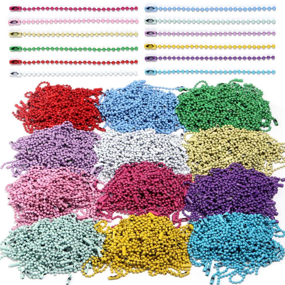 

100pcs/Lot 10cm Iron Colorful Ball Bead Chain Fits KeyRing Key Chain Dolls Label Hand Tag Connector DIY Jewelry Making