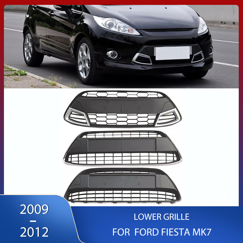Car Front Bumper Lower Centre Grille Mesh Panel Racing Grill Chrome Sliver Cover Trim For Ford Fiest