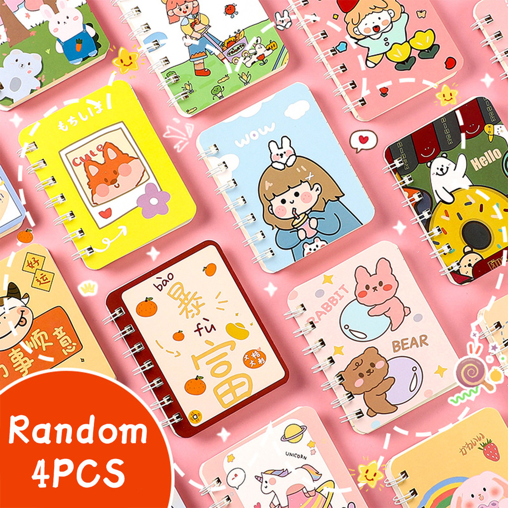 

4PCS Oil Painting Landscape A7 Coil Notebook Cute Mini Portable Notepad Notebook Learning and Office Supplies