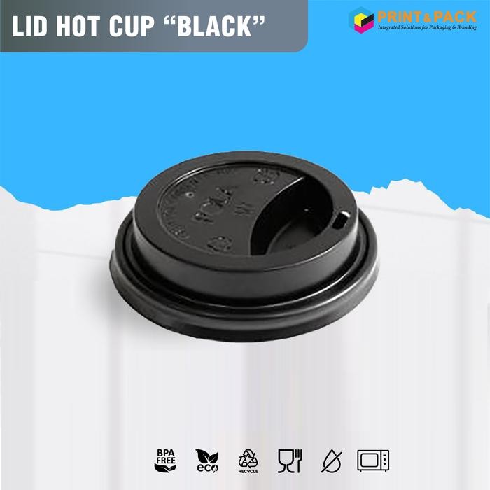 Lid Paper Hot Cup / Tutup Gelas 12oz Warna Hitam / Putih isi 50pcs - Putih