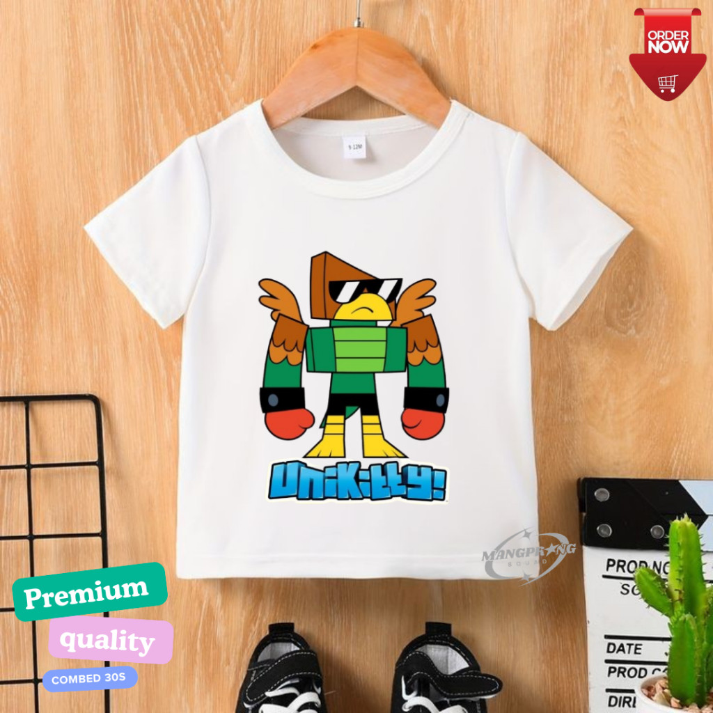 103 - Baju anak usia 1-10 tahun laki-laki dan perempuan motif karakter unikitty burung keren,kaos re