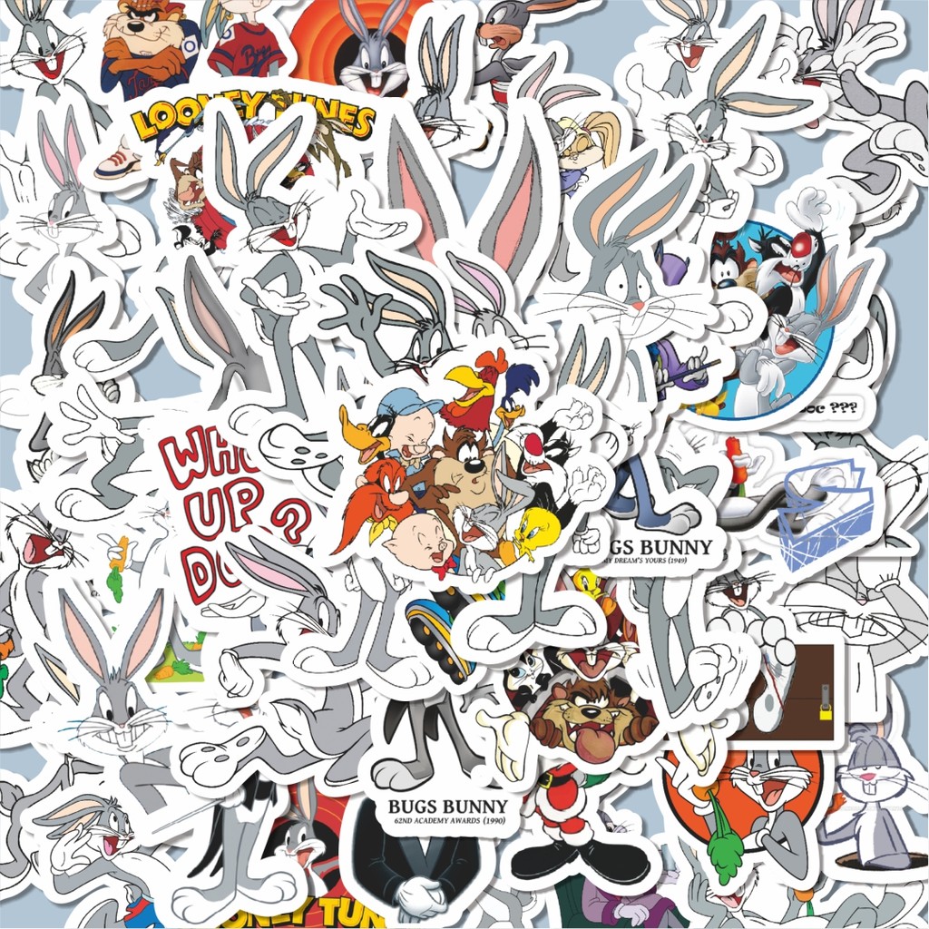

100PCS Lucu Stiker Kartun Warmer Bros Series Looney Tunes Character Bugs Bunny Stiker Aesthetic Stiker Anti Air Stikers Berperekat Waterproof sticker decal buat Motor Helm Buku Journal Koper Casing HP Laptop Botol Minum Hadiah anak
