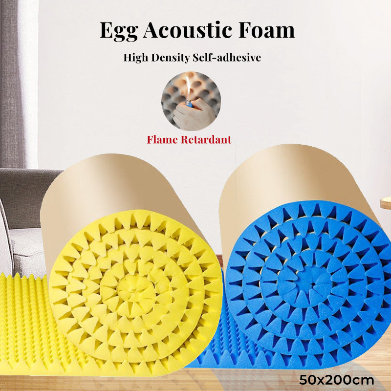 

1Pc 50x200cm Acoustic Foam Self-adhesive Egg Sound Insulation Panels High Density for Studio KTV Wall Panels 2/3.5cm Thickness