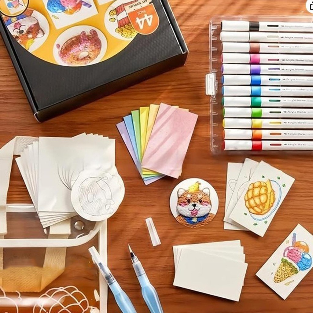 

DIY 3D Fabric Paint Drawing Ma-gic Canvas Sponge Foam Texture Painting Paper Ma-gic Puffy Paint Kit Art Supplies For Kids