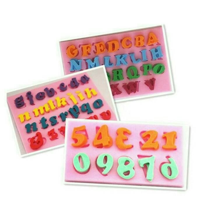 MAOSTORE 3 CETAKAN ANGKA HURUF BESAR HURUF KECIL FONDANT RESIN CLAY