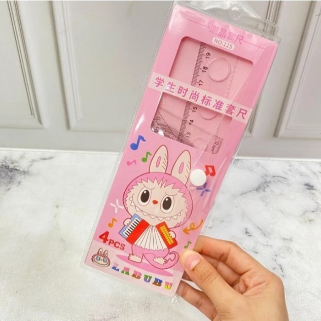 

READY 4 IN 1 PGG-1749 Penggaris LABUBU 1 Set Mistar Ruler Alat Tulis Sekolah Anak / Perlengkapan Sekolah penggaris busur Penggaris diagram Bisa Cod