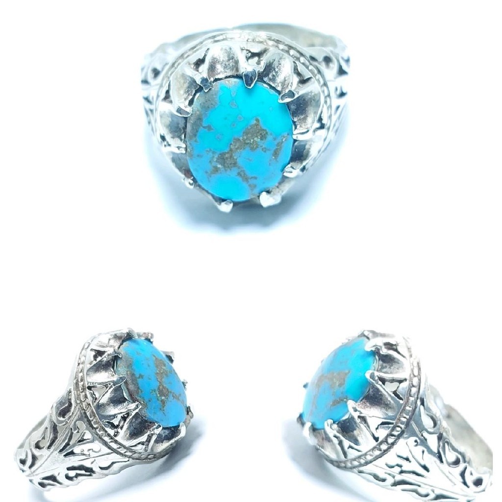 Cincin Perak Batu Pirus Asli Naisabur