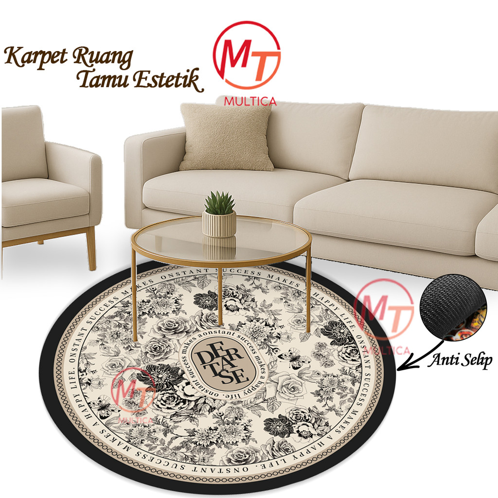 Multica Home Official Karpet Ruang Tamu Bulat 100Cm Karpet Bulat Dekorasi ruang tamu Karpet estetik