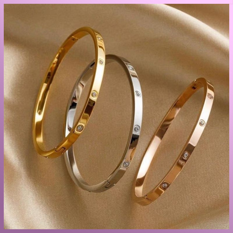 Gelang Tangan Wanita Asli Titanium / Gelang Wanita Branded Import CTR Permata Elegan