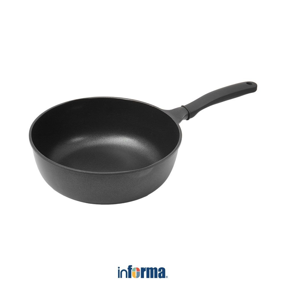 Informa Cooking Color 28 cm Alpha Everyday Wajan Penggorengan - Hitam Wok Pan Teflon Penggoreng Alat