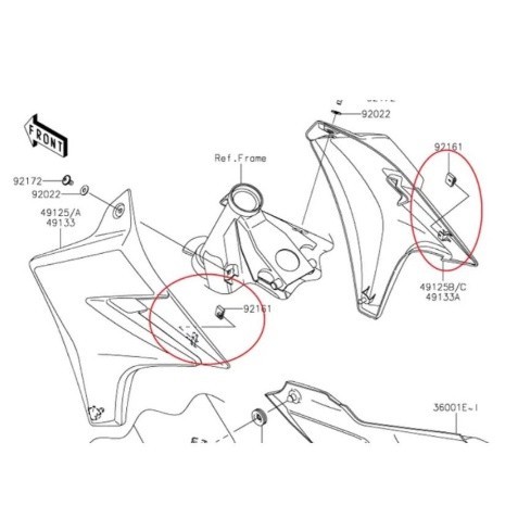 Karet Damper Air Shroud Sayap Ninja 150 R SS   Damper Air Shroud Ninja 150 R SS Original 92161-0353