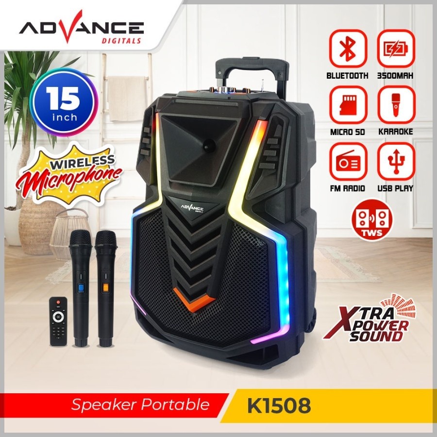【Gratis Ongkir+COD】Speaker Advance Full Bass Speaker meeting Speaker 15 inch 2 mic 1508