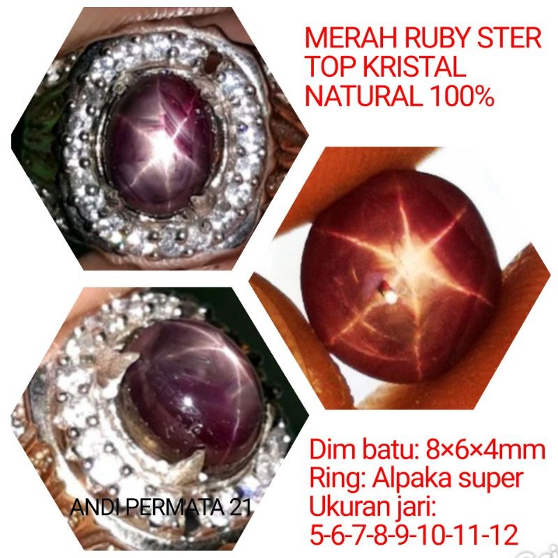CINCIN BATU PERMATA MERAH RUBY STER NATURAL 100%