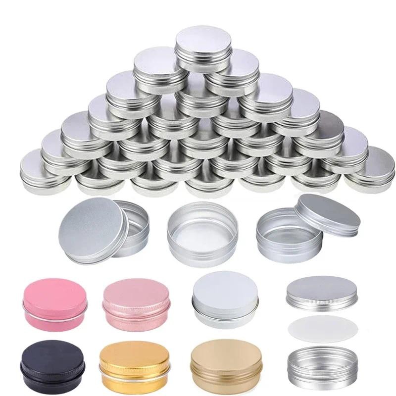

10Pcs 5g-60g Portable Aluminum Tin Jars For Creams Balm Nail Candle Cosmetic Container Refillable Tea Cans Metal Box Candle Jars