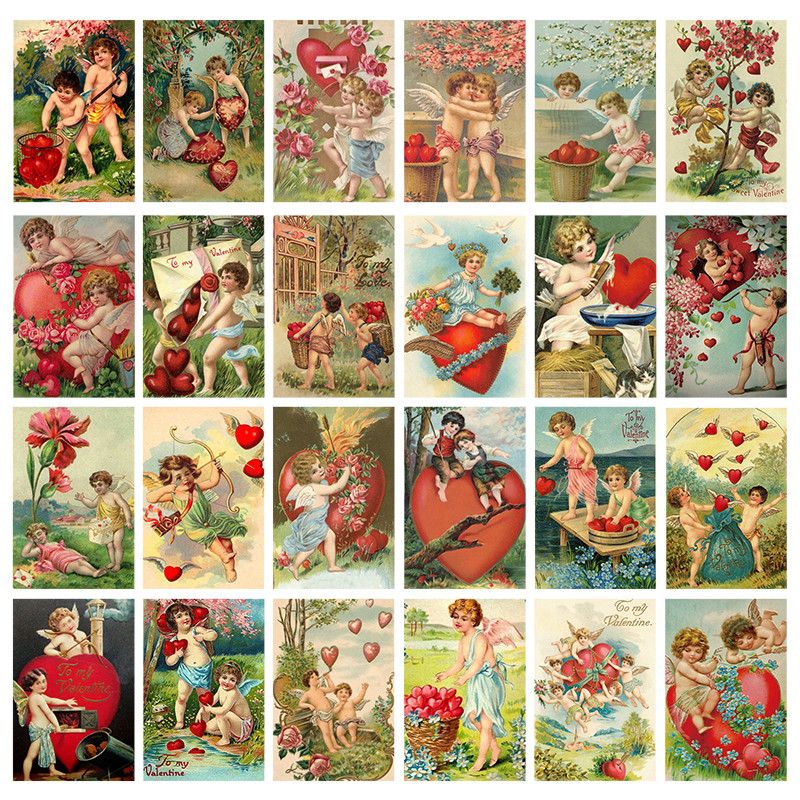 

24pcs Vintage Valentine's Day Card with Envelopes Retro Victorian Valentine Greeting Cards Couple Love Postcard for Wedding Gift