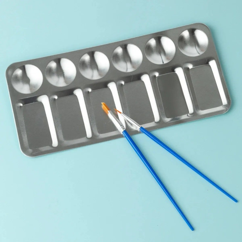 

4 Shapes Paint Tray Metal Palettes for Acrylic Oil Paint Watercolor Craft Professional DIY Art Painting Palette