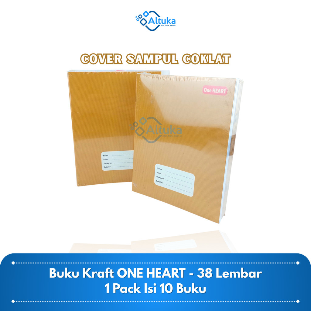 

(10pcs) Buku Catatan Sekolah Sampul Coklat / Buku Tulis Kraft ONE HEART 38 Lembar
