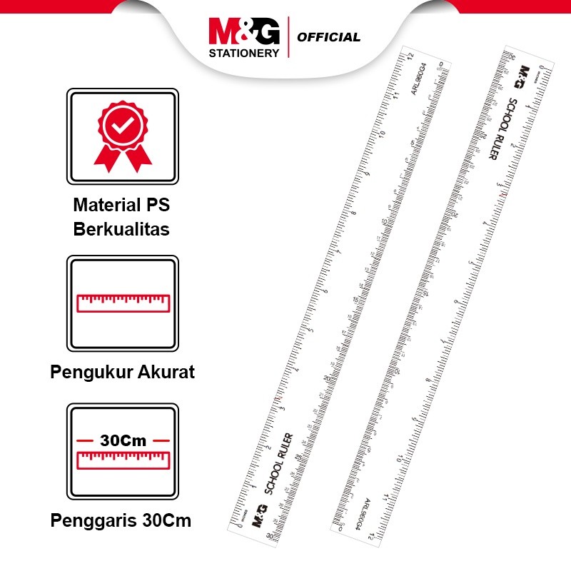 

M&G Penggaris Akrilik /Ruler Plastik Panjang 30 cm Material Berkualitas PS Pengukur Akurat
