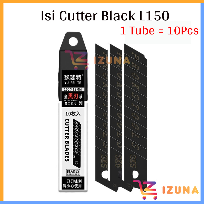 

IZ - A17 Isi Ulang Pisau Cutter Besar L-150 Stainless Steel Black 1 Tube Isi 10 Mata Pisau Ukuran 100 X 18mm | Isi Cutter Besar | Pisau Cutter | Isi Ulang Cutter Besar SK5 |