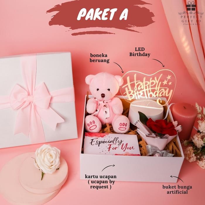 

KADO ULANG TAHUN CEWEK HAMPER ULANG TAHUN KADO ANNIVERSARY KADO VALENTINE HADIAH ULTAH CEWEK - Paket A, LED Happy Birthday