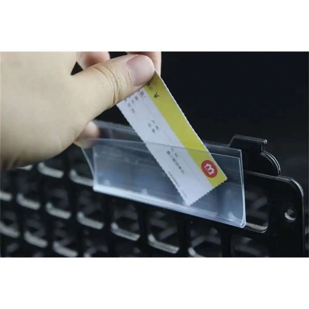 

60pcs 3x7cm Plastic PVC Shelf Data Strips Clip Holder Merchandise Price Talker Sign Label Display Adhesive Tape Back