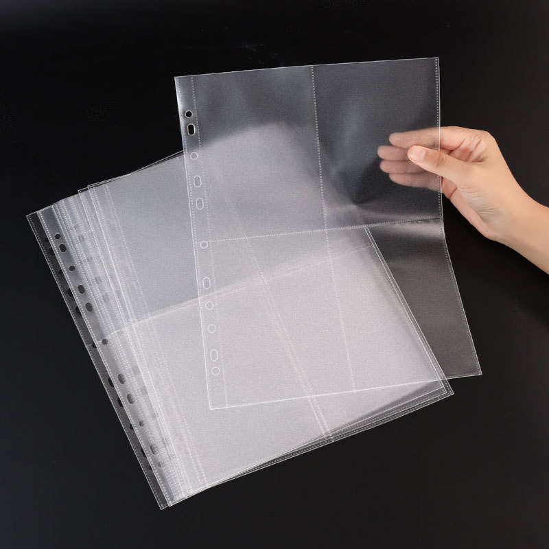 

New 10 Pcs 11 holes PP Binder Pockets Clear 4/2/1 Pockets A4 Binder Card Sleeves, Top Loading Photo Sheet Protector for Photos