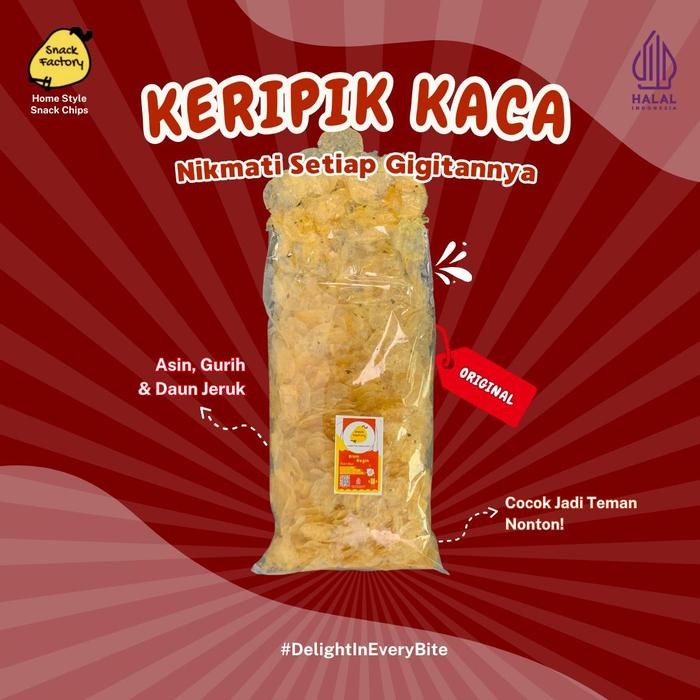 

SF Keripik Kaca 250g 500g dan 1Kg Pedas Daun Jeruk Keripik Viral Renyah snack singkong chips kripca kripik Asin Merah Food Cemilan - Original, 1 Kg