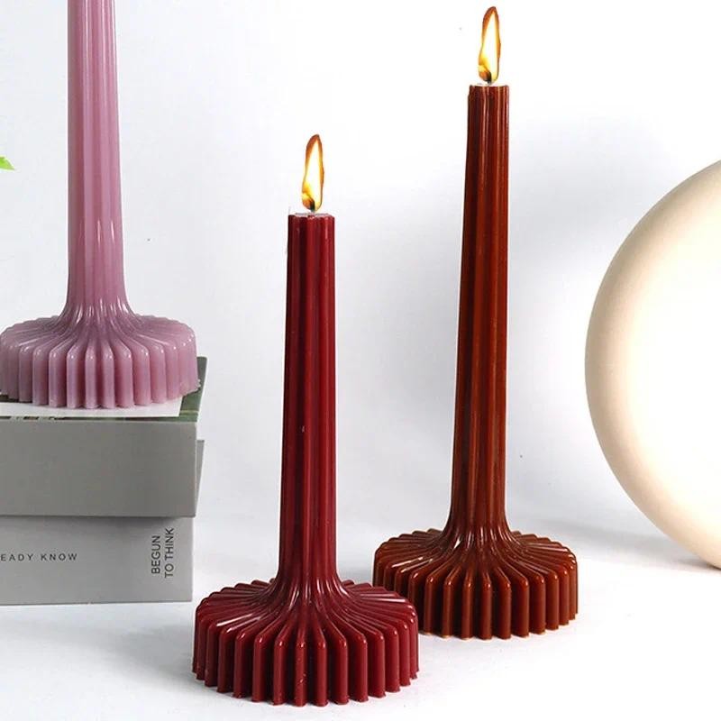 

3D Vase Shaped Candle Mold DIY Striped Column Scented Candle Making Tool Acrylic Plastic Mould Pot Wholesale Home Decoration