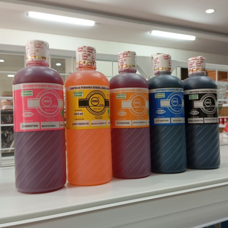 

CROSS Pewarna Makanan Cair Oil Base 450ml Red Egg Yellow Blue Green Violet Black Fondant Buttercream