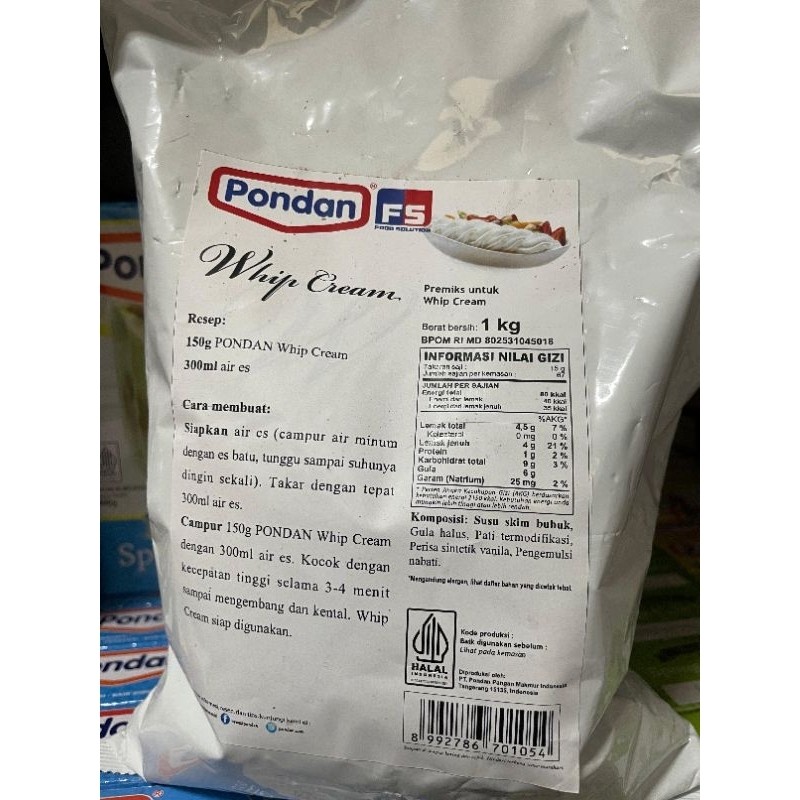 

Tepung Pondan Whip Cream Instan 1kg
