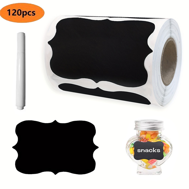 

1 Roll Waterproof Chalkboard Stickers Kitchen Spice Label Stickers Household Jar Bottle Labels Spice Writing Labels Gift 120pcs