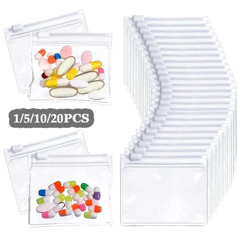 1-20PCS Dustproof PVC Self Sealing Plastic Jewelry Zip Lock Bags Reclosable Thick Transparent Ziploc