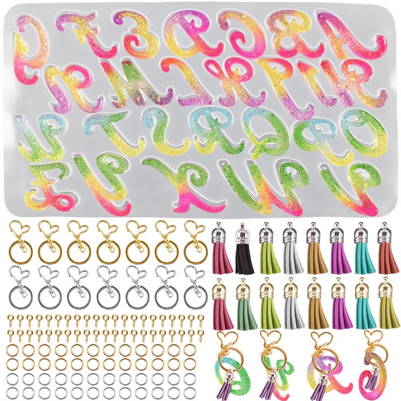 

26 English Letter Keychain Silicone Mold DIY Earrings Pendant Decoration Jewelry Accessories Food Ice Baking Epoxy Resin Molds