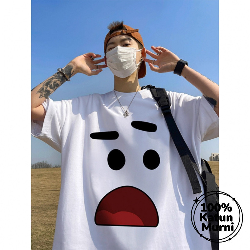 Kaos pria pendek bergaya hip-hop dengan motif anime lucu, gaya Korea INS