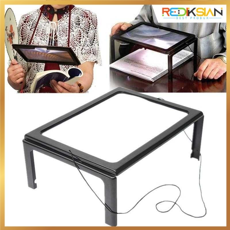 

Kaca Pembesar Bentuk Meja untuk Baca Magnifier with 4 LED 3X Kaca Pembesar Baca dengan 4 LED 3X