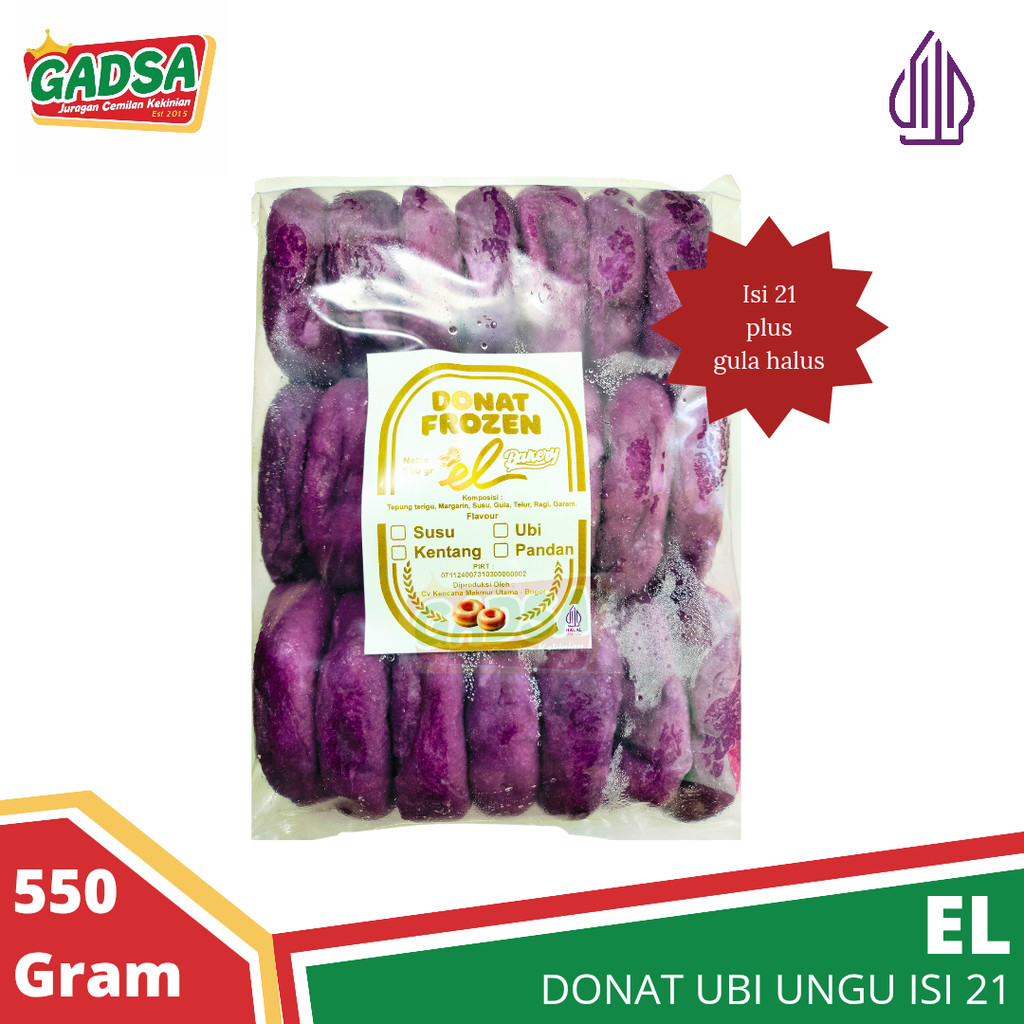 

Donat Ubi Ungu Merk EL isi 21 plus gula halus