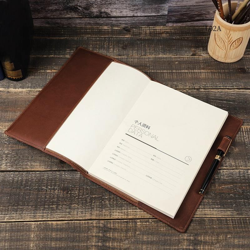 

Retro Leather Book Cover Sleeve Protector With Pen Holder Business Notepad Notebook Book Case Office School Supplies Brown A5