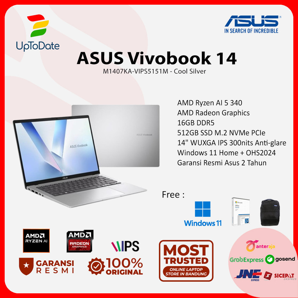 Asus Vivobook 14 M1407KA Ryzen AI 5 340 16GB 512GB Win11+OHS2024+M365