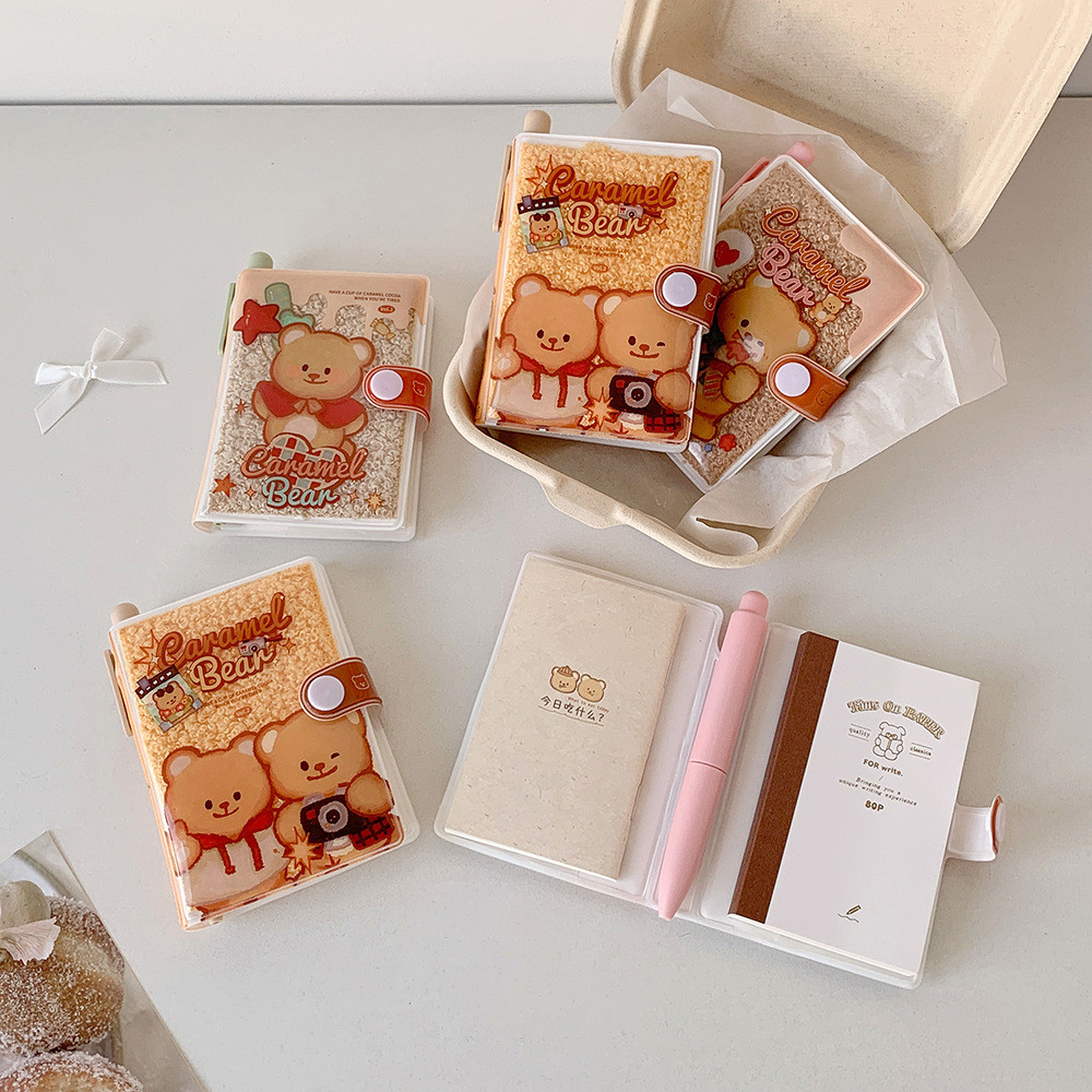 

Ins Style Kawaii Student Cartoon Ferrule Journal Book Cute Bear Portable Pocket Notepad Mini Office Notebook