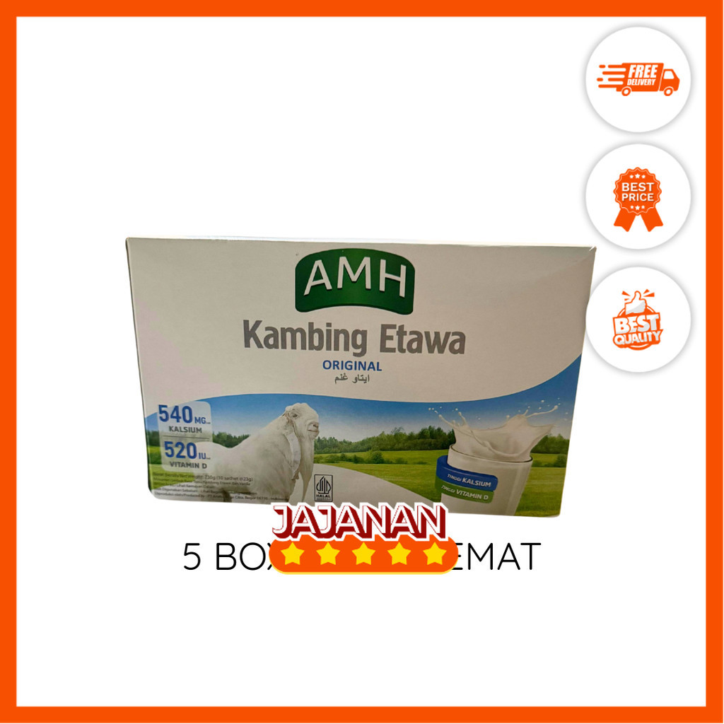 

[PAKET 5 BOX] AMH Kambing Etawa Susu Kesehatan 1 Box isi 10 Sachet