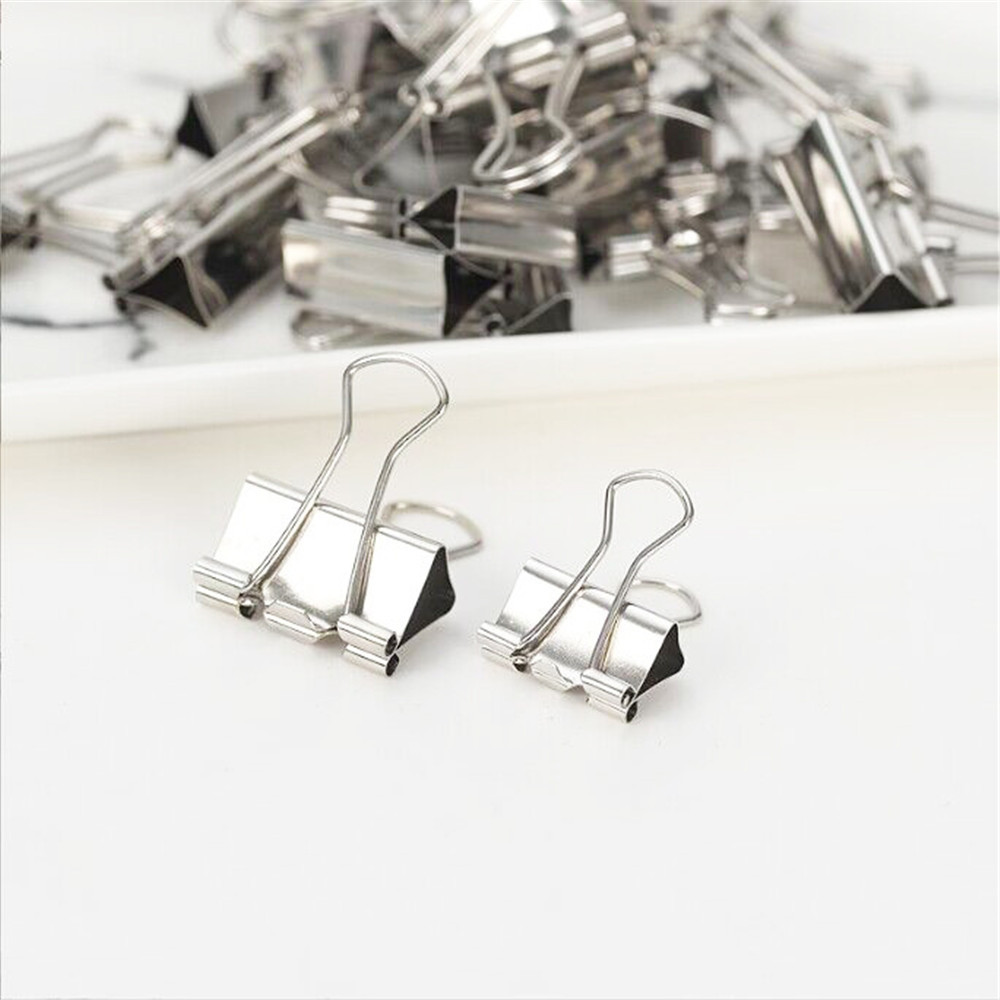 

10pcs silver Binder Clips File Metal Paper Clips Silvery Paper Clip Clamp Stationery Clip Paper Document Office clip