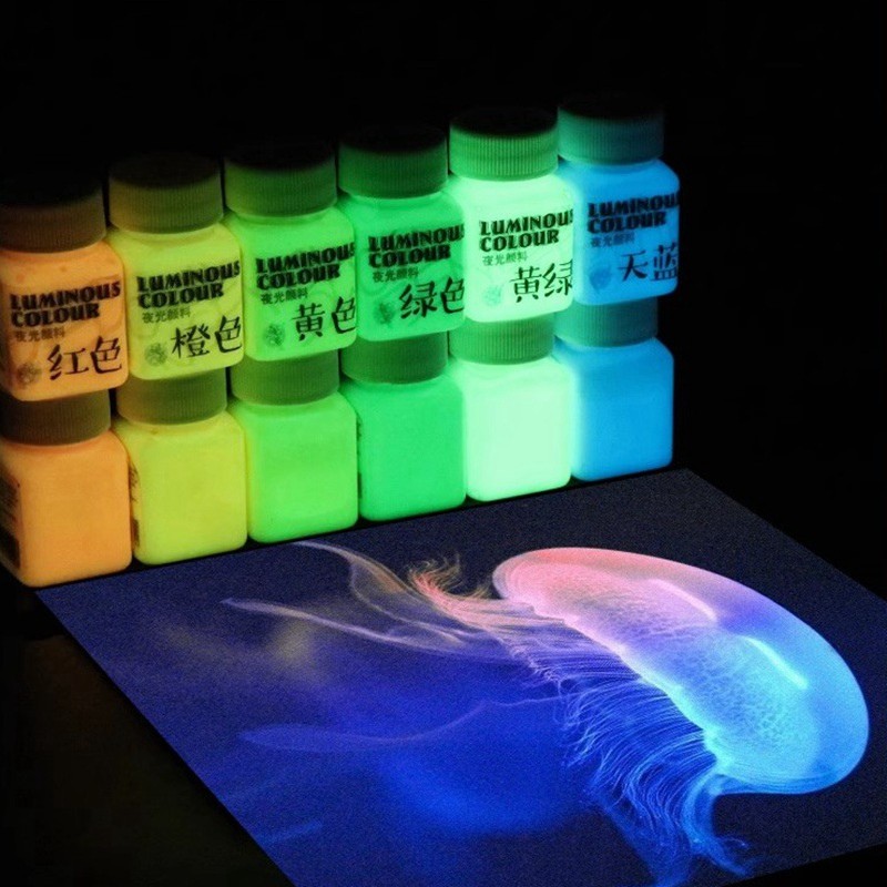 

Bright Glow In The Dark Paint 8 Colors Waterproof Light Storage Luminous Acrylic Pigment For Wall Clothing Shoes Painting