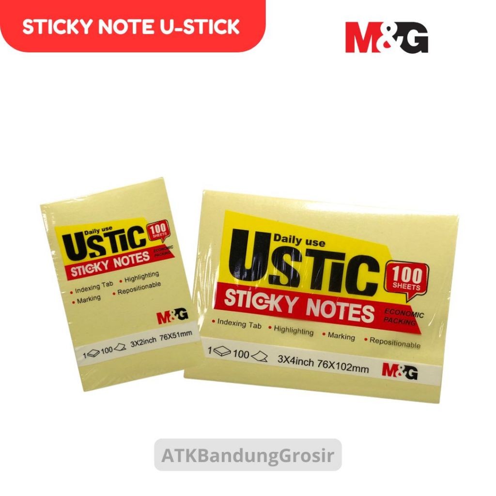 

Sticky Note / Memo Stick M&G U-Sticky #AS32U189 #AS34U189 100 Sheet Daily Use Economic Packing / Sticky Notes - SATUAN - SHSNP