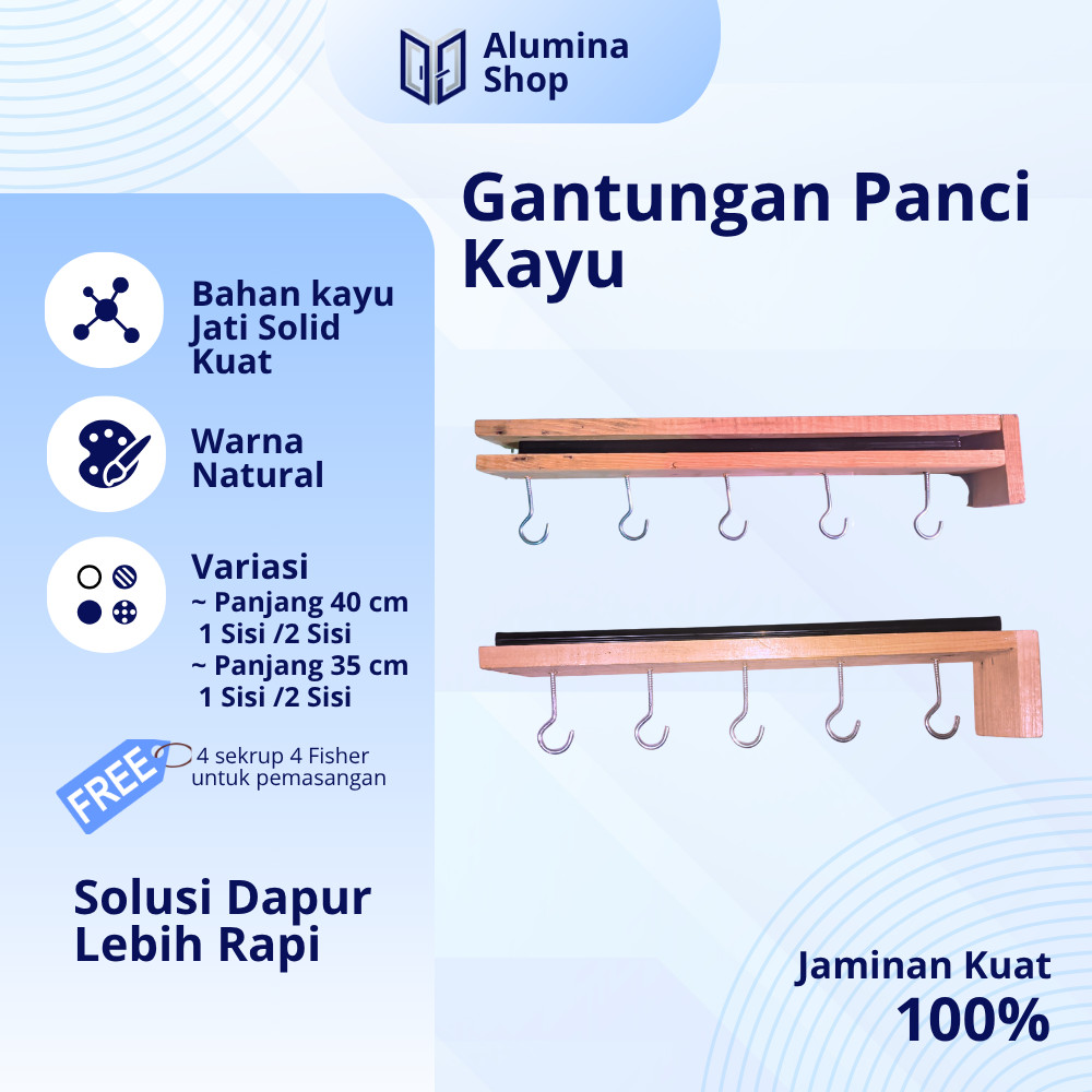 Gantungan Kayu Jati Belanda Panci Wajan Printilan Dapur Tarik Dorong Panjang Kitchen Set Minimalis E