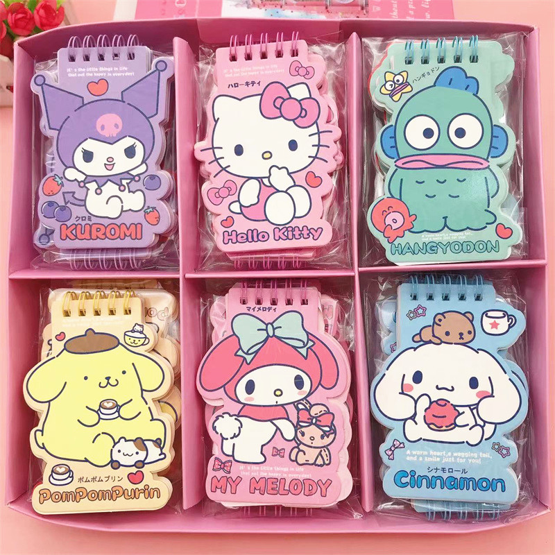 

6-36pcs Sanrio Hello Kitty A7 Notebook my melody Pochacco Kuromi Mini Notepad Diary Planner Student School Supplies Stationery