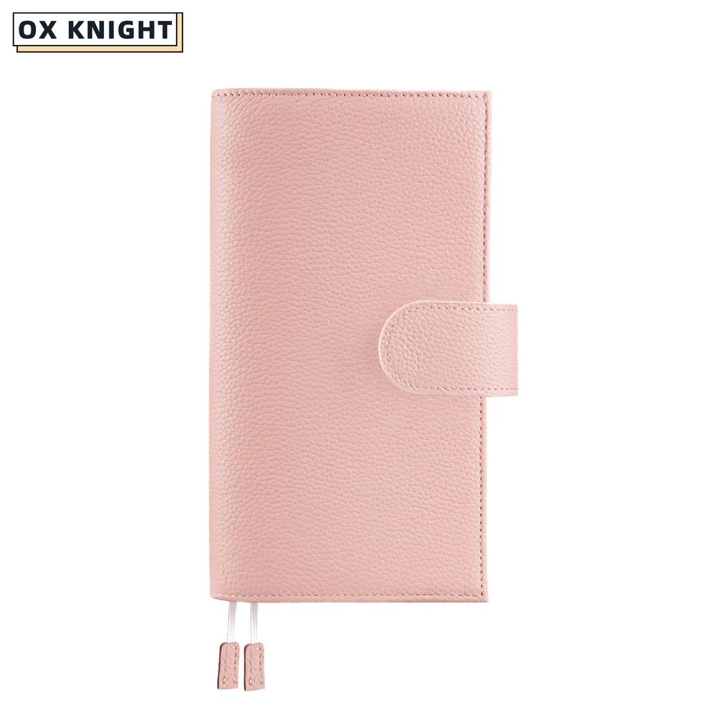 

OX KNIGHT Pebbled genuine Leather Cover for Hobonichi and Skinny Mini Happy Planner with Back Pocket and Double Clasps Diary